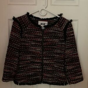 Gorgeous MILLY jacket in channel style 3/4 sleeve double zipper like new !!